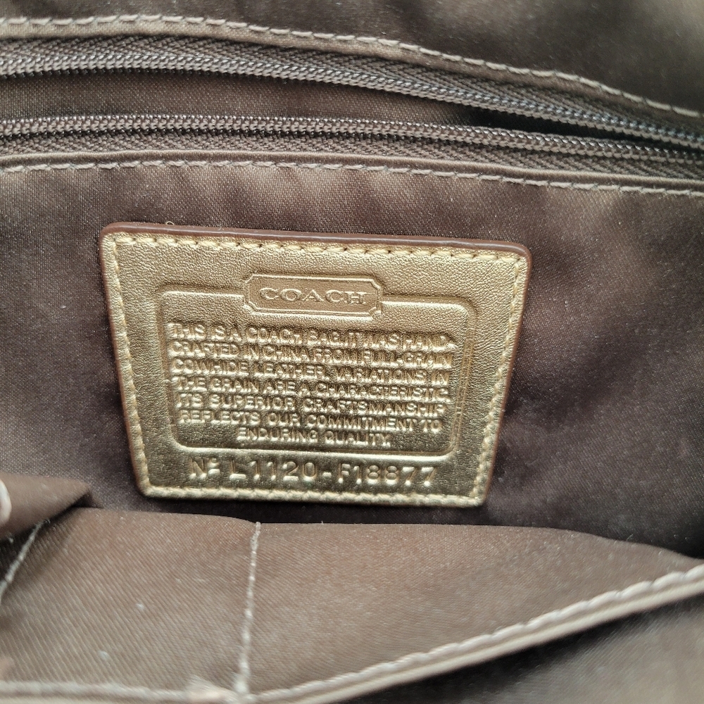Coach Metalic Gold Bucket Medium Tote Shoulder bag Spots on Front Hangtag - Picture 14 of 16
